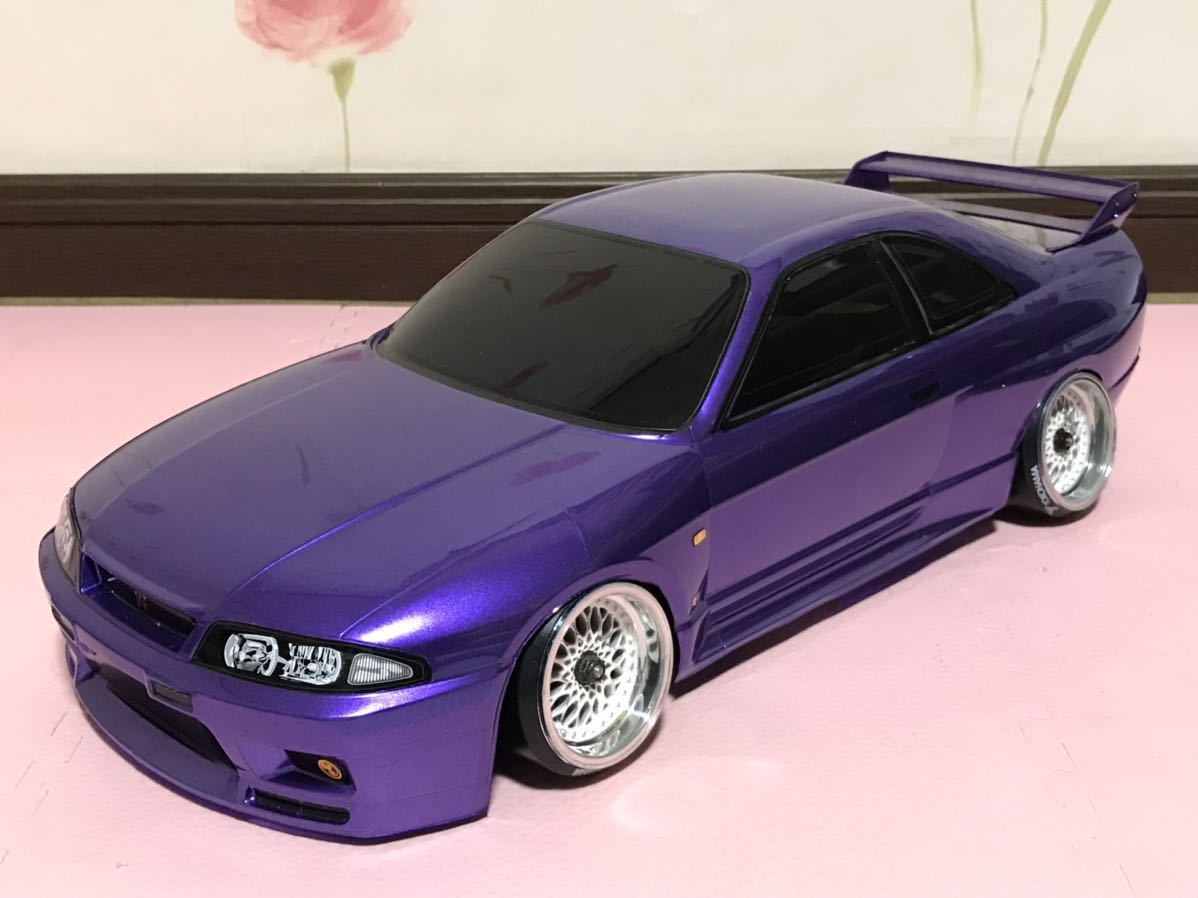 送料無料　1/10 未走行　タミヤ　日産　スカイライン　GT-R R33 ミッドナイトパープル風　ラジコンボディ　TAMIYA NISSAN SKYLINE