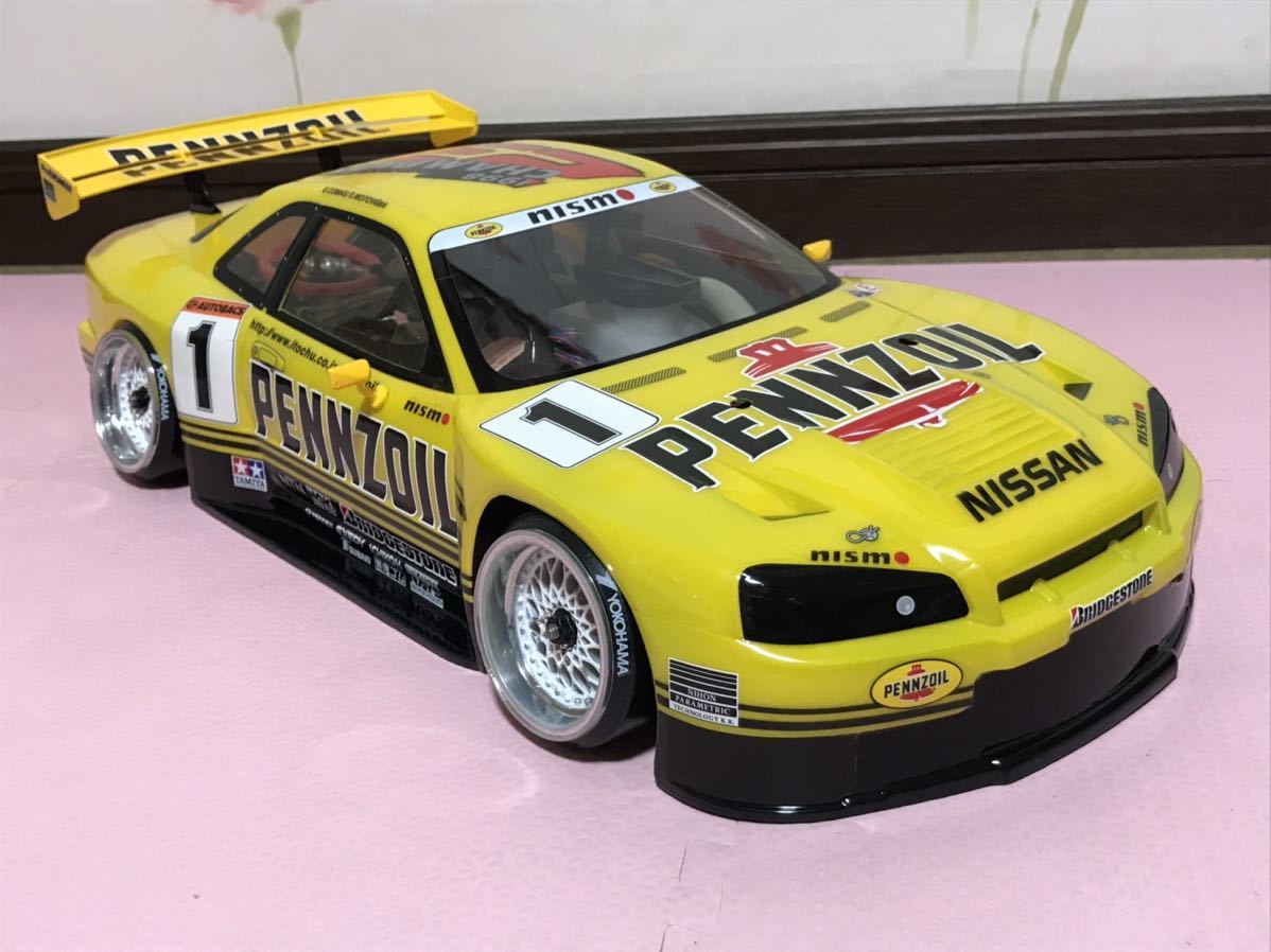 送料無料　1/10 未走行 タミヤ 日産 スカイライン GT-R R34 ペンズオイル レーシングカー ラジコンボディ TAMIYA NISSAN SKYLINE PENNZOIL