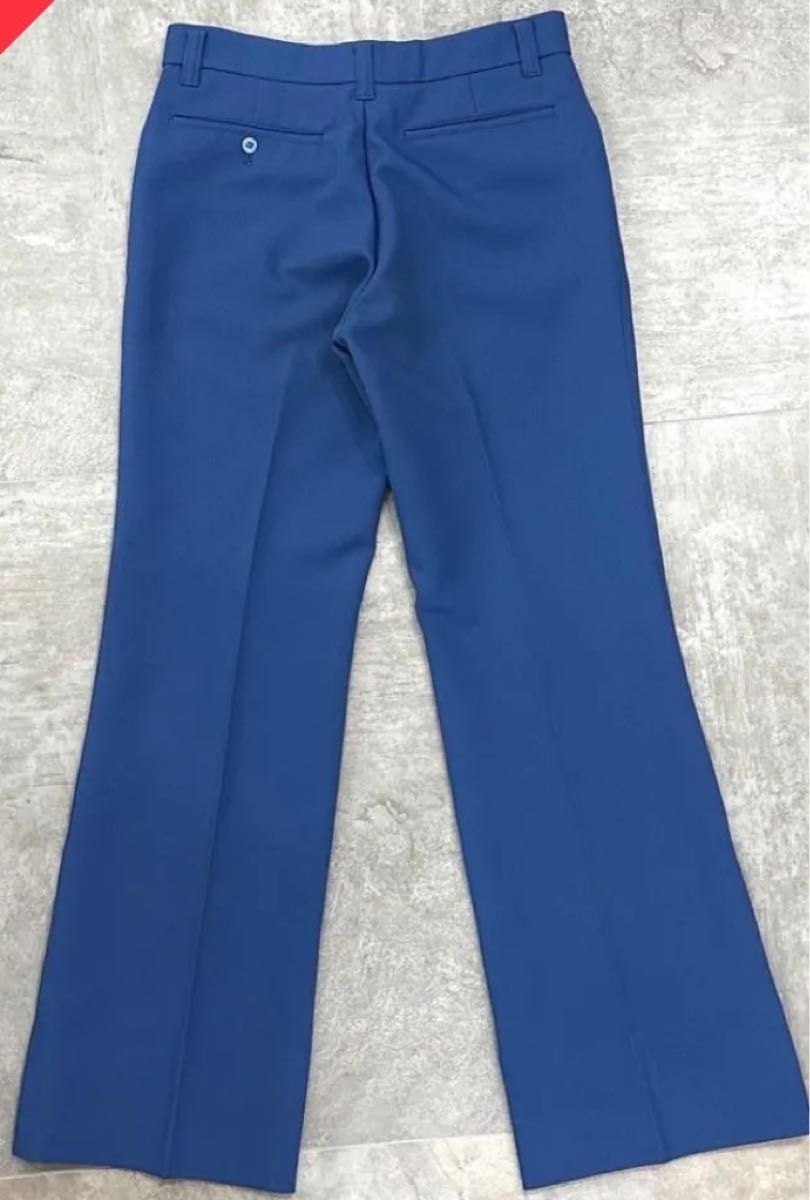 ブルー フレアパンツ ブーツカット 青 日本製 ワイドフレア ベルボトム