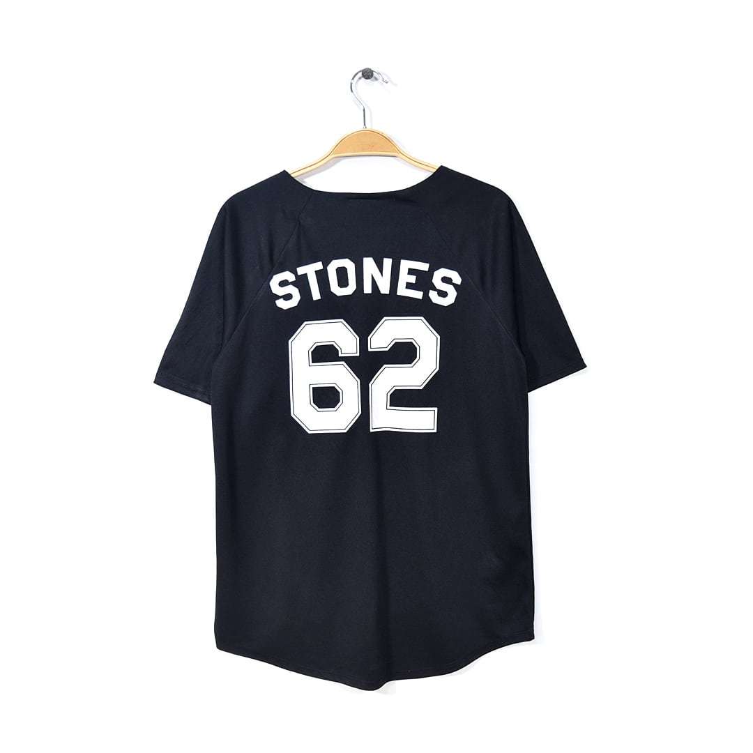 [ free shipping ] low ring Stone z lock T-shirt van T Henley neckline black FOREVER21 ROLLING STONES lady's S nylon @AA0016