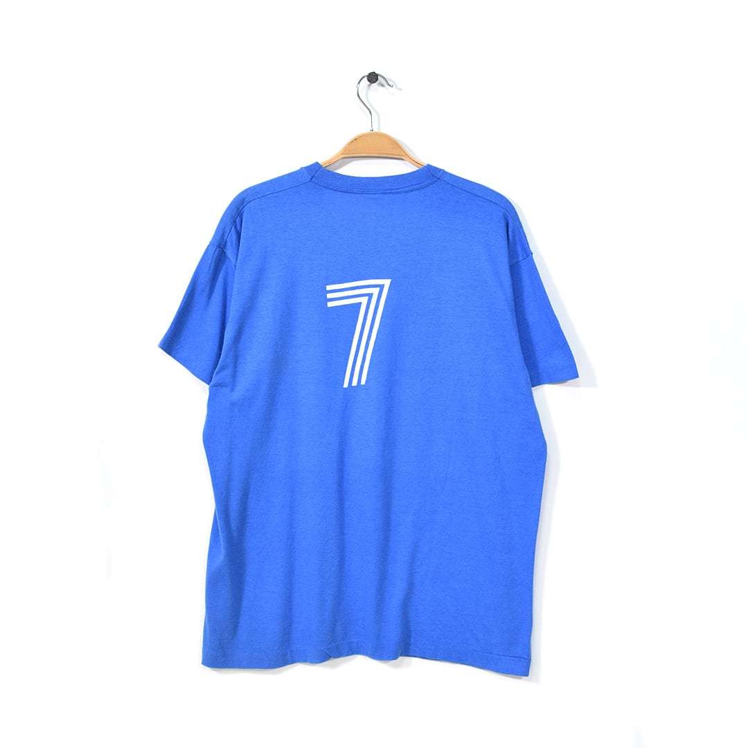 【送料無料】80s スクリーンスターズ サッカーチーム ヴィンテージTシャツ 袖裾シングル 青 ナンバリング L相当 アメカジ 古着 @BZ0116_画像2