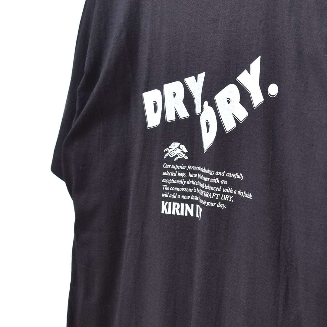 【送料無料】美品 80s キリンドライ 企業物 ノベルティー ヴィンテージTシャツ 販促品 黒 ブラック KIRIN DRY サイズL相当 古着 @BZ0122