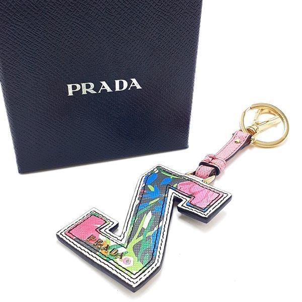 ◆美品◆ プラダ PRADA キーホルダー キーリング チャーム イニシャルZ サフィアーノ レザー ゴールド金具 ピンク系 01-23051901-a_画像1