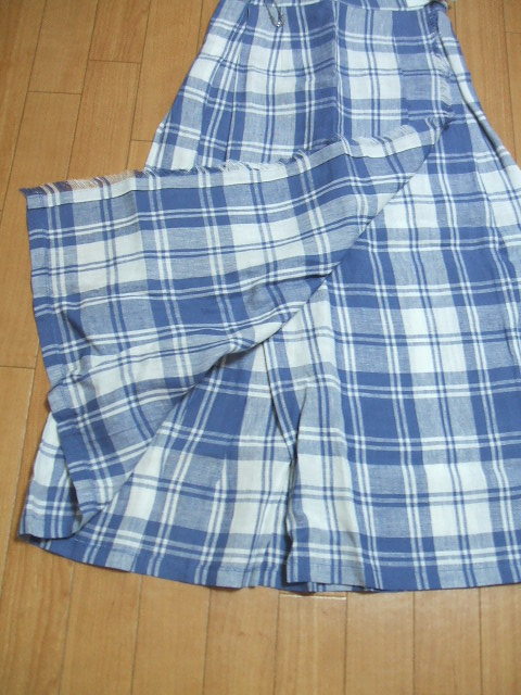 新品（3）Oneil of Dublin★ブルー系チェックロング巻きスカート★GB8（64～68㎝）_巻きスカート