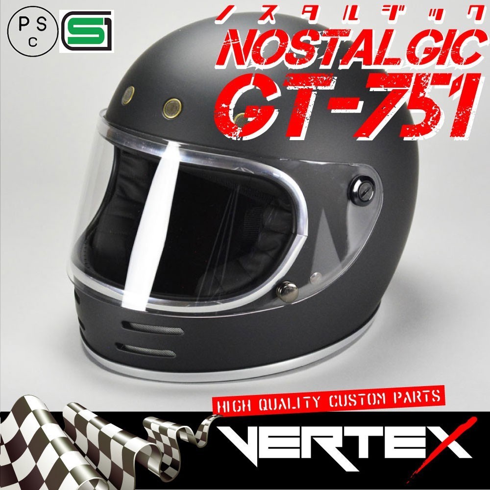 GT751 ヘルメット 族ヘル マットブラック ノスタルジック GT-751 今だけ！！送料無料！！_画像1