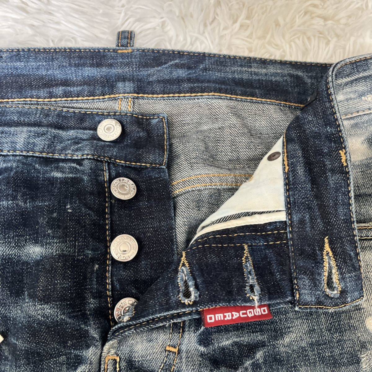 DSQUARED 2 ディースクエアード2 ペンキクラッシュ ダメージ加工 デニムパンツ ジーンズ バイカーデニム サイズ44 S71LA0418 ブルー
