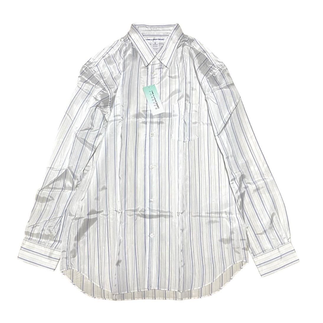 【新品】★ COMMEdesGARCONS SHIRT ／ コムデギャルソンシャツ ★ シャツ forever 長袖シャツ ストライプ フランス製 コットン L キュプラ