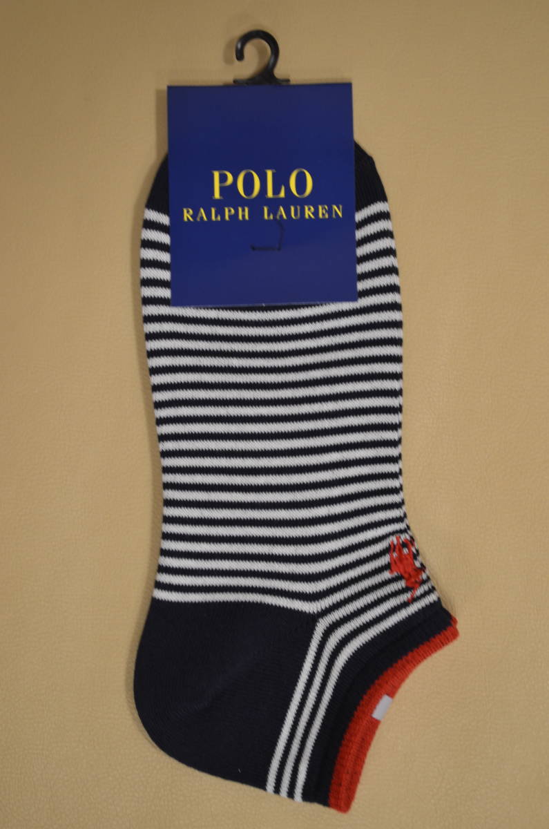 新品　タグ付き　男性 POLO RALPH LAUREN 　ポロラルフローレン　ボーダーショートソックス　送料無料　_画像1