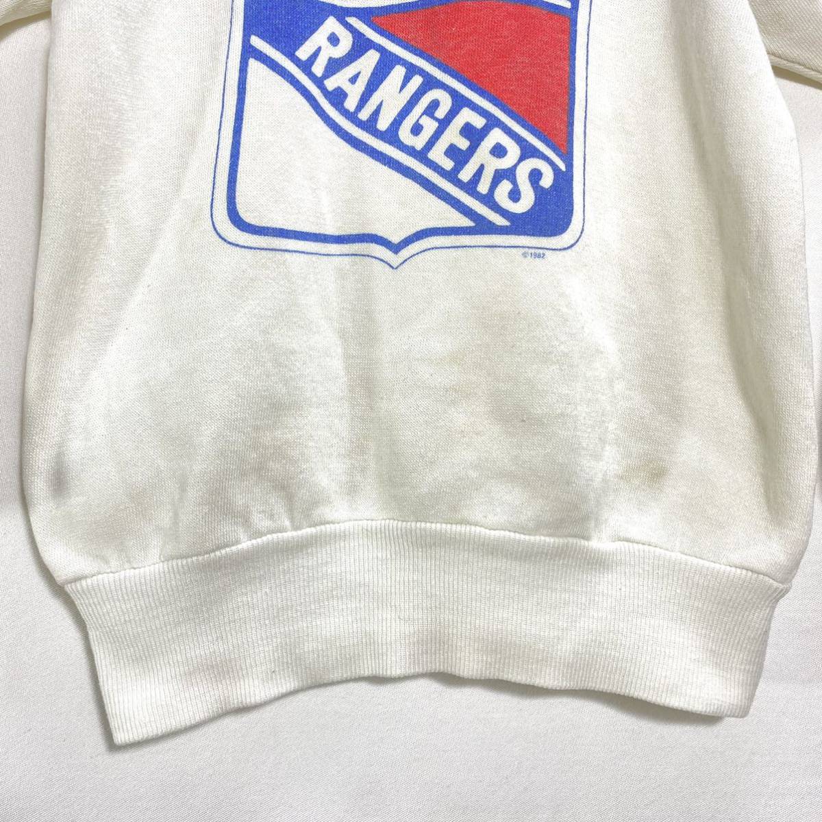 ■ 子供用 80s 80年代 ビンテージ NHL ” NEW YORK RANGERS ” レンジャーズ ロゴイラスト スウェット トレーナー ホワイト ホッケー ■_画像3