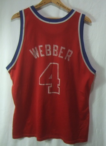 USA製ChampionチャンピオンNBA Washington WizardsウィザーズWEBBER#4バスケユニフォーム/古着アメカジメッシュタンク赤色48の画像3