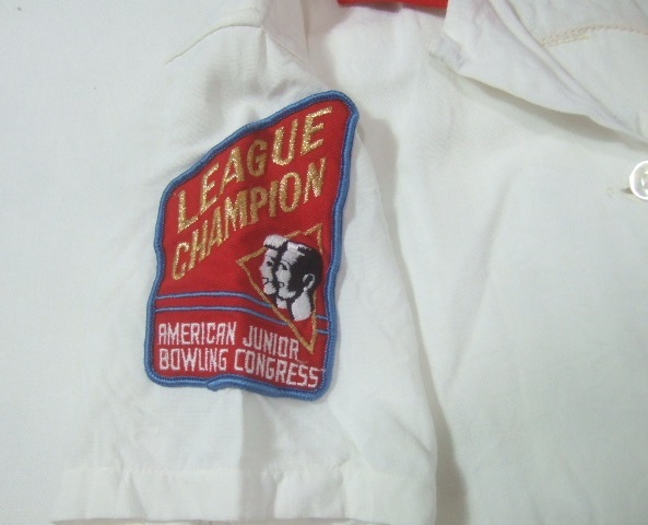 KIDS●King Louie オープンカラー レーヨン素材 半袖ボーリングシャツ/ビンテージ古着アメカジワッペン刺繍ホワイト12_画像6