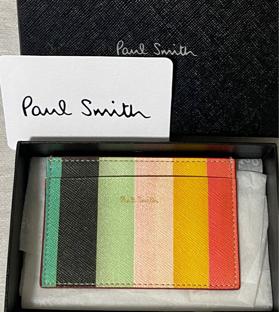 Paul Smith 名刺入れ マルチストライプタブ ブラック ほぼ未使用品