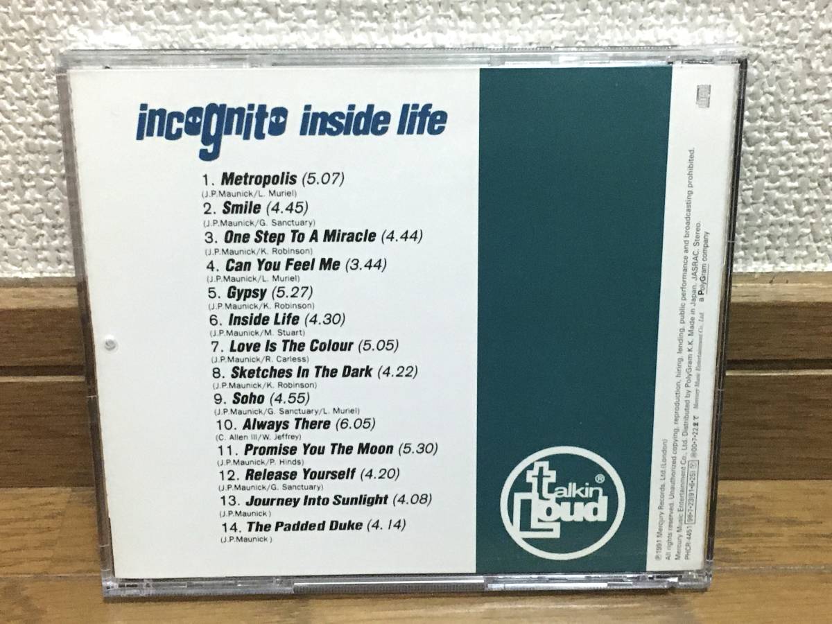 Incognito / Inside Life アシッドジャズ ジャズファンク 名作 国内盤14曲収録(品番:PHCR-4451) 廃盤 Jocelyn Brown The Brand New Heaviesの画像2