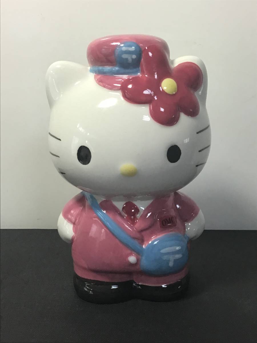 2003 サンリオ HELLO KITTY キティちゃん 貯金箱 陶器 置物 インテリア ゆうちょ 非売品 コレクション 現状品_画像2