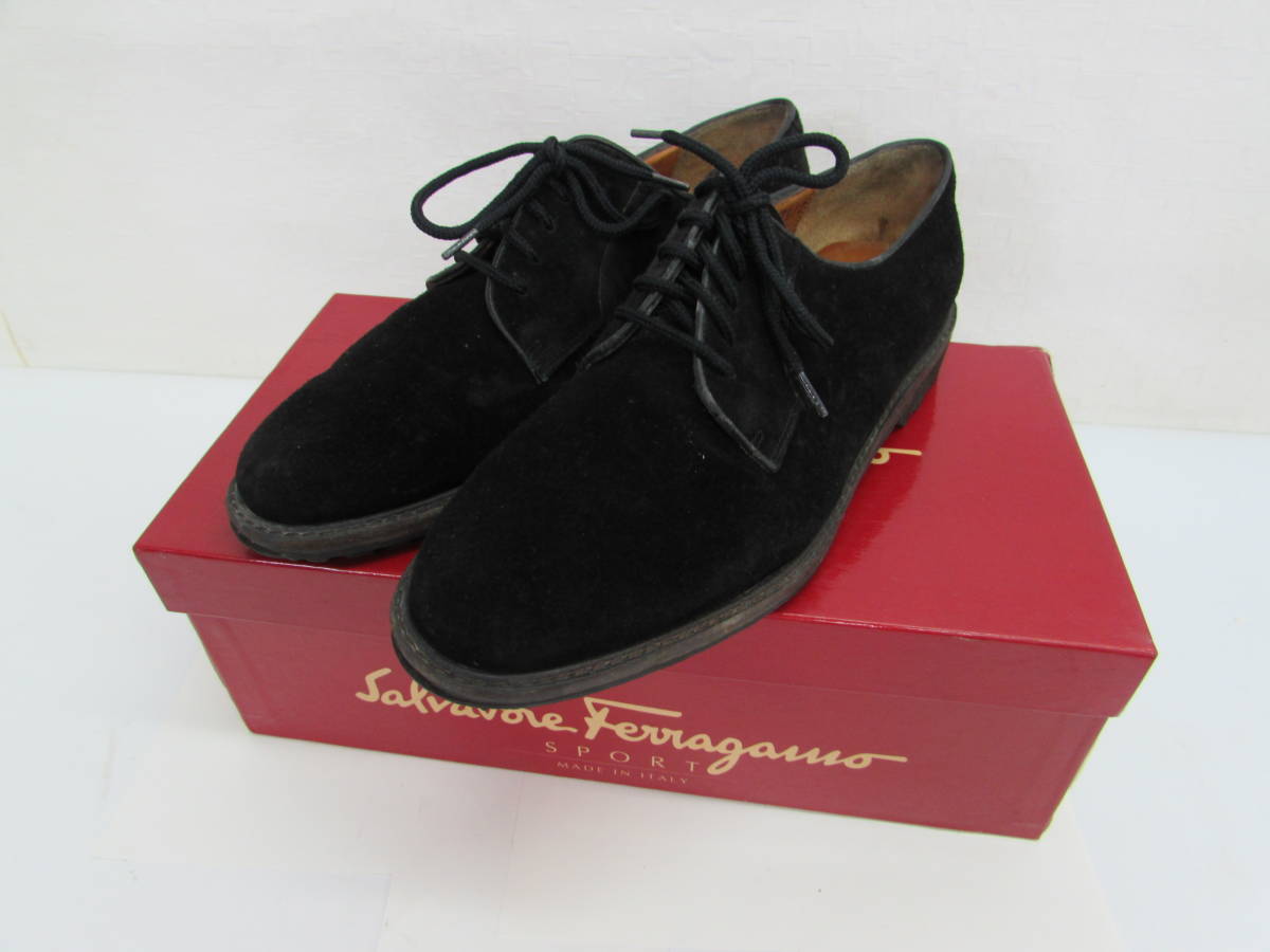 Salvatore Ferragamo フェラガモ LUCIA スウェードシューズ 黒 ブラック レディース 靴 サイズ7 1/2 _画像1