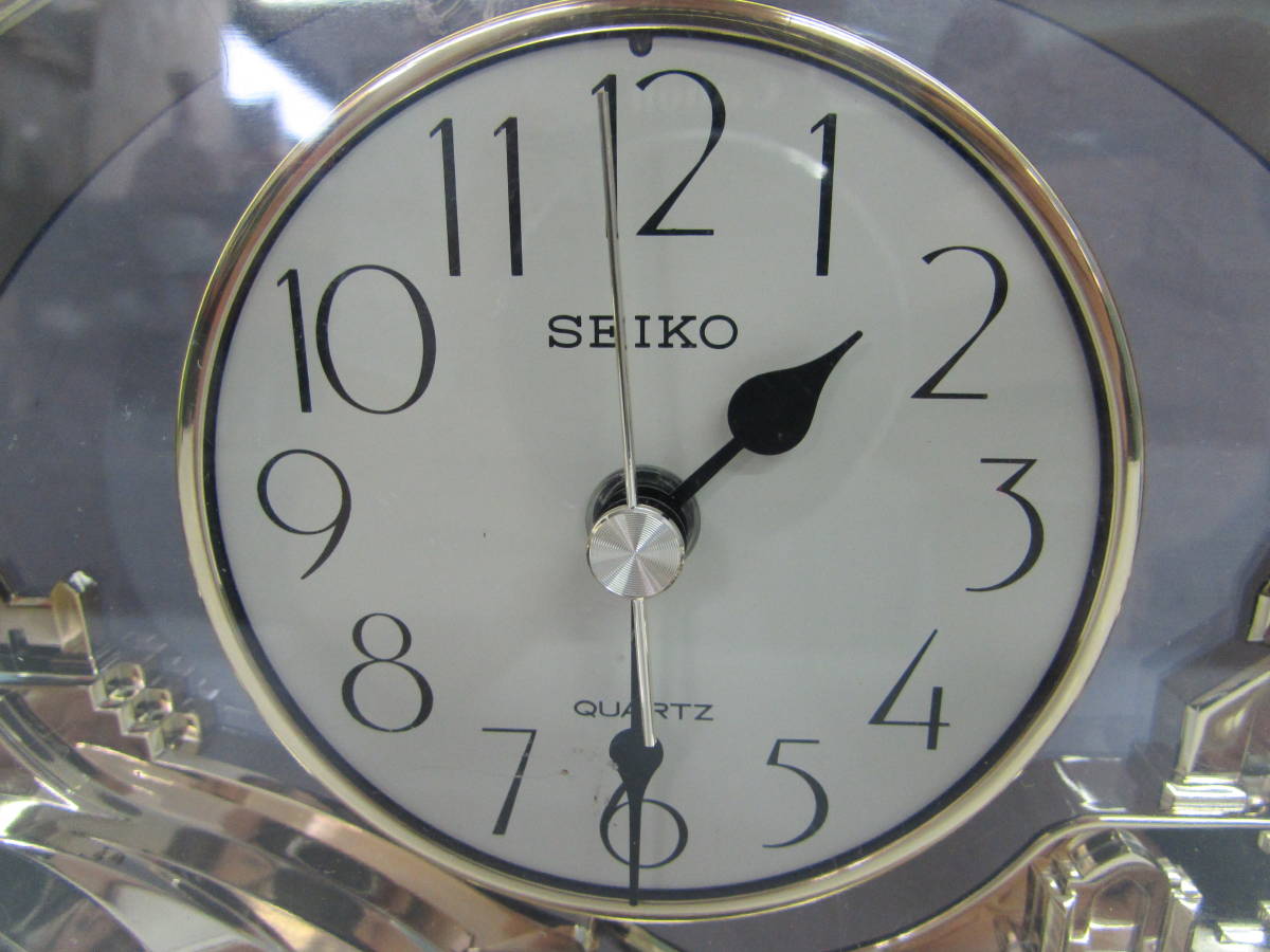昭和レトロ SEIKO セイコー クォーツ 置時計 アナログ時計 BZ207G ゴールドカラー 動作品　※名入れされたお品です。_画像2