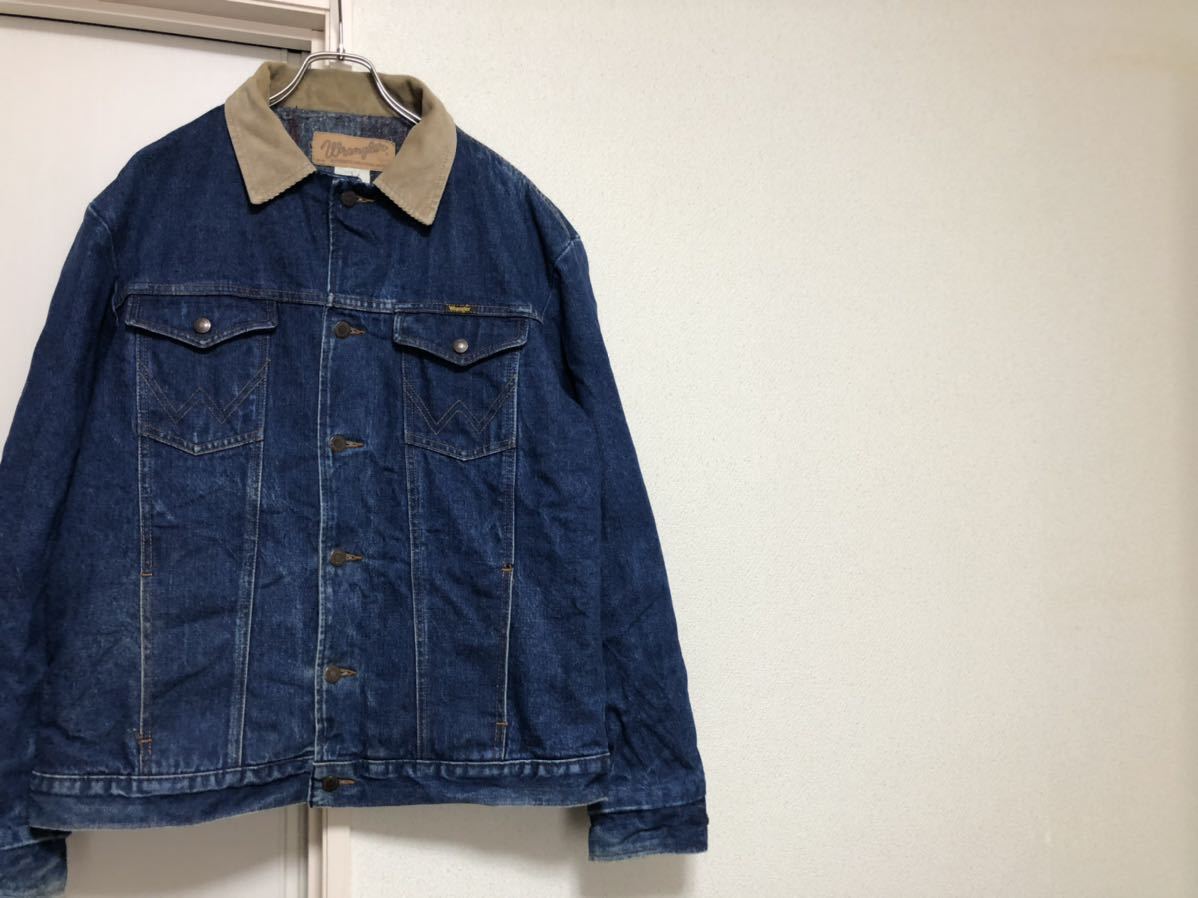 80sヴィンテージ MADE IN USAアメリカ製ラングラーWrangler74270PWライニング付デニムJKTジャケットsize42ビッグサイズ！_画像1