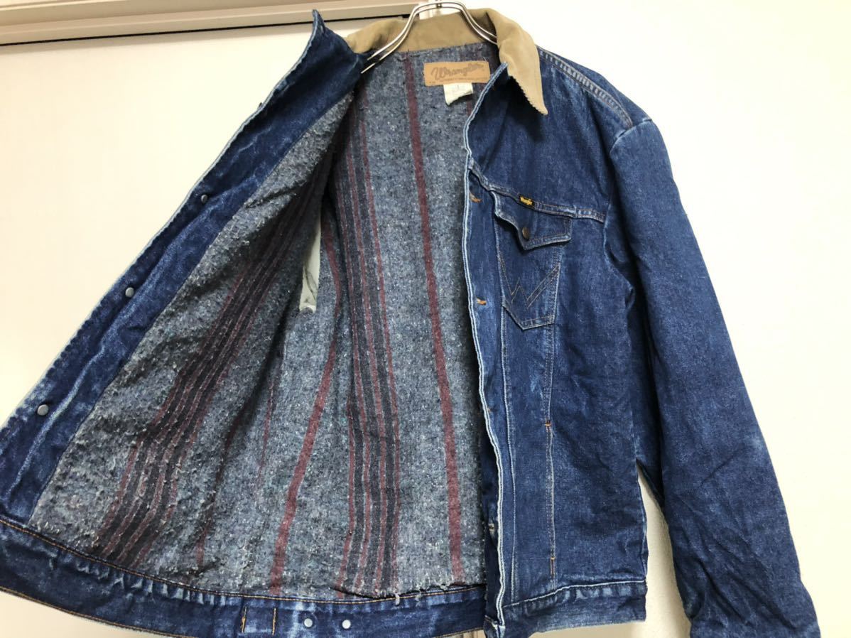 80sヴィンテージ MADE IN USAアメリカ製ラングラーWrangler74270PWライニング付デニムJKTジャケットsize42ビッグサイズ！_画像10