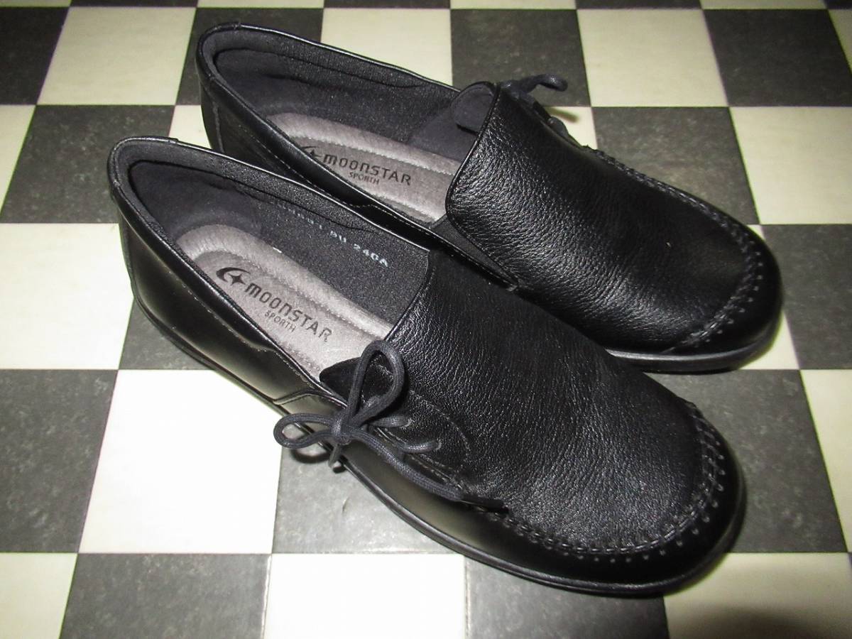 *MOONSTAR/ moon Star * прекрасный товар сделано в Японии SPORTH/ spo rus24cm(4E) чёрный комфорт обувь натуральный кожа 