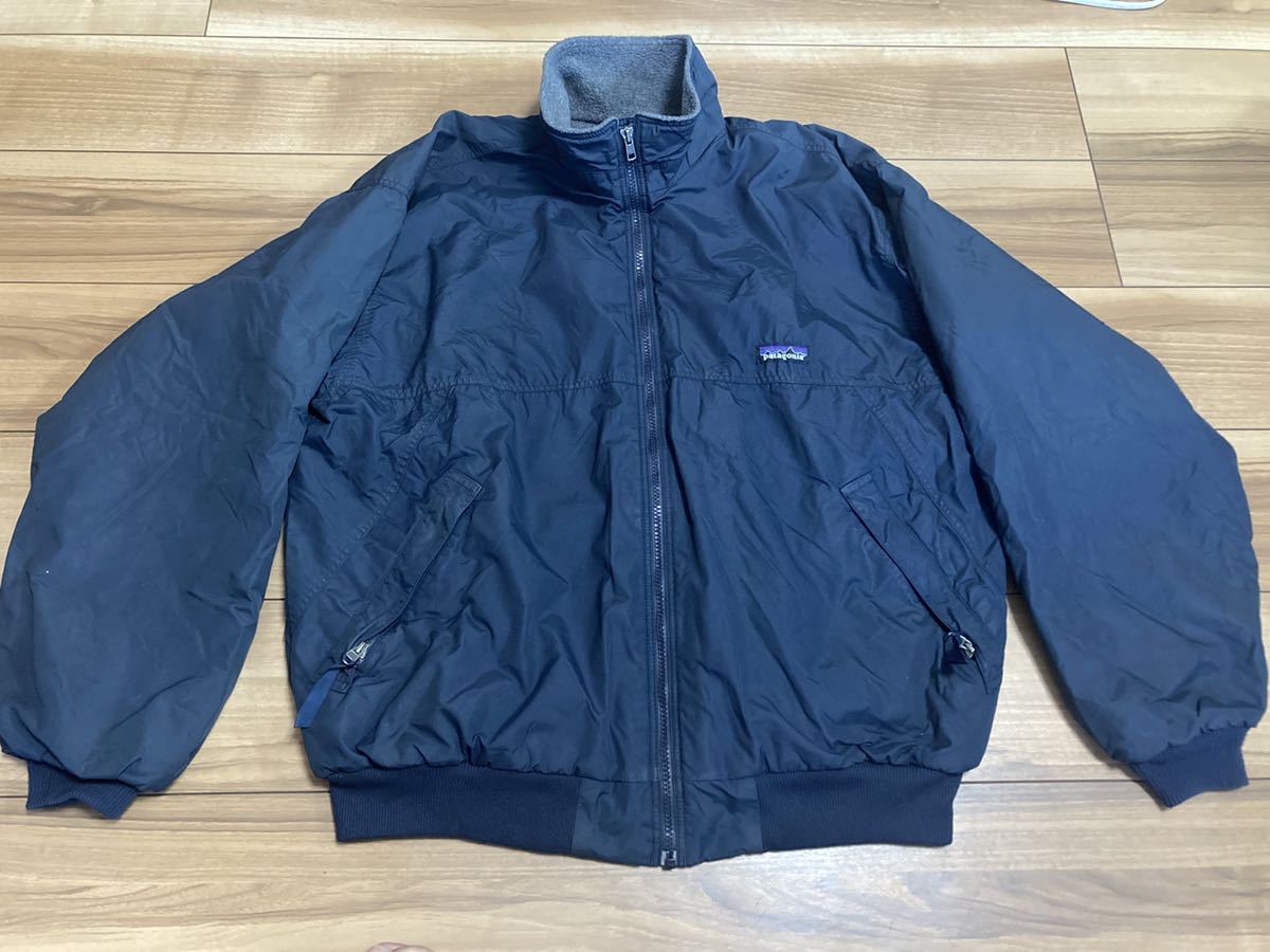 patagonia パタゴニア p6 シェルドシンチラジャケット　ナイロンジャケット 裏フリース ネイビーXグレー　２０００年前後　Ｍサイズ_画像1