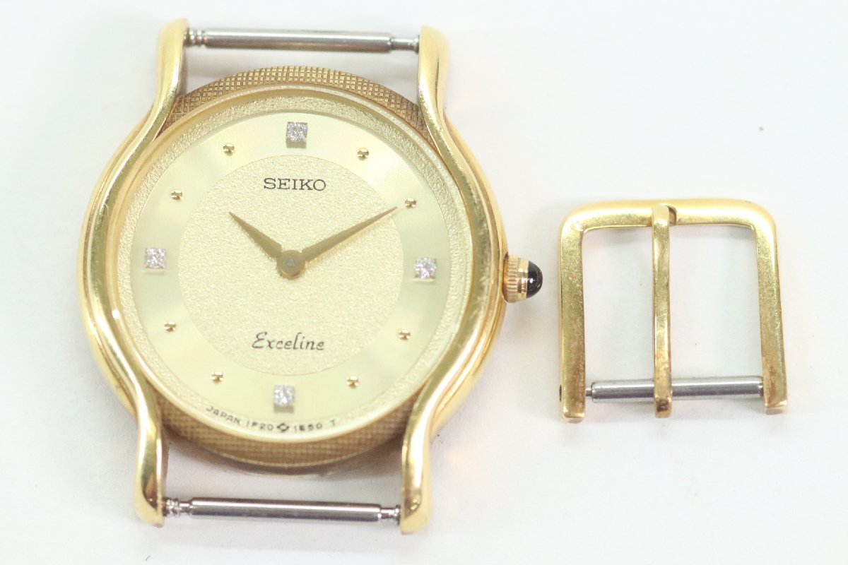 SEIKO セイコーExceline エクセリーヌ1F20-0D90 18KT 金無垢4Pダイヤ