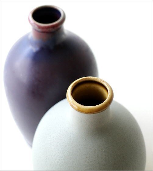 花瓶 フラワーベース 陶器 おしゃれ ボトルベース 花器 シンプル 碧とみる色のボトルベース 【Bカラー】 送料無料(一部地域除く) skt4901b_約2cm程度の細めの花入れ口