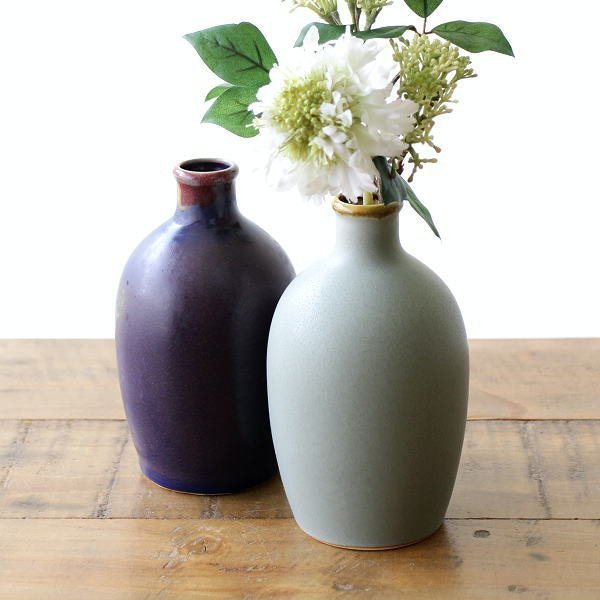 花瓶 フラワーベース 陶器 おしゃれ ボトルベース 花器 シンプル 碧とみる色のボトルベース 【Bカラー】 送料無料(一部地域除く) skt4901b_個性的なカラーがポイントのボトルベース