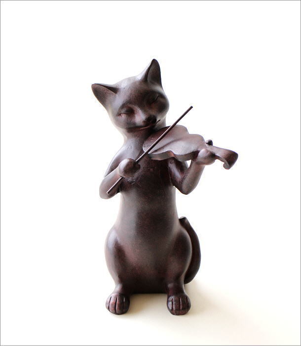 ネコ 猫 置物 おしゃれ オブジェ かわいい バイオリン 楽器 小物 インテリア雑貨 贈り物 グッズ 置き物 玄関 ネコのオブジェ バイオリン_画像5