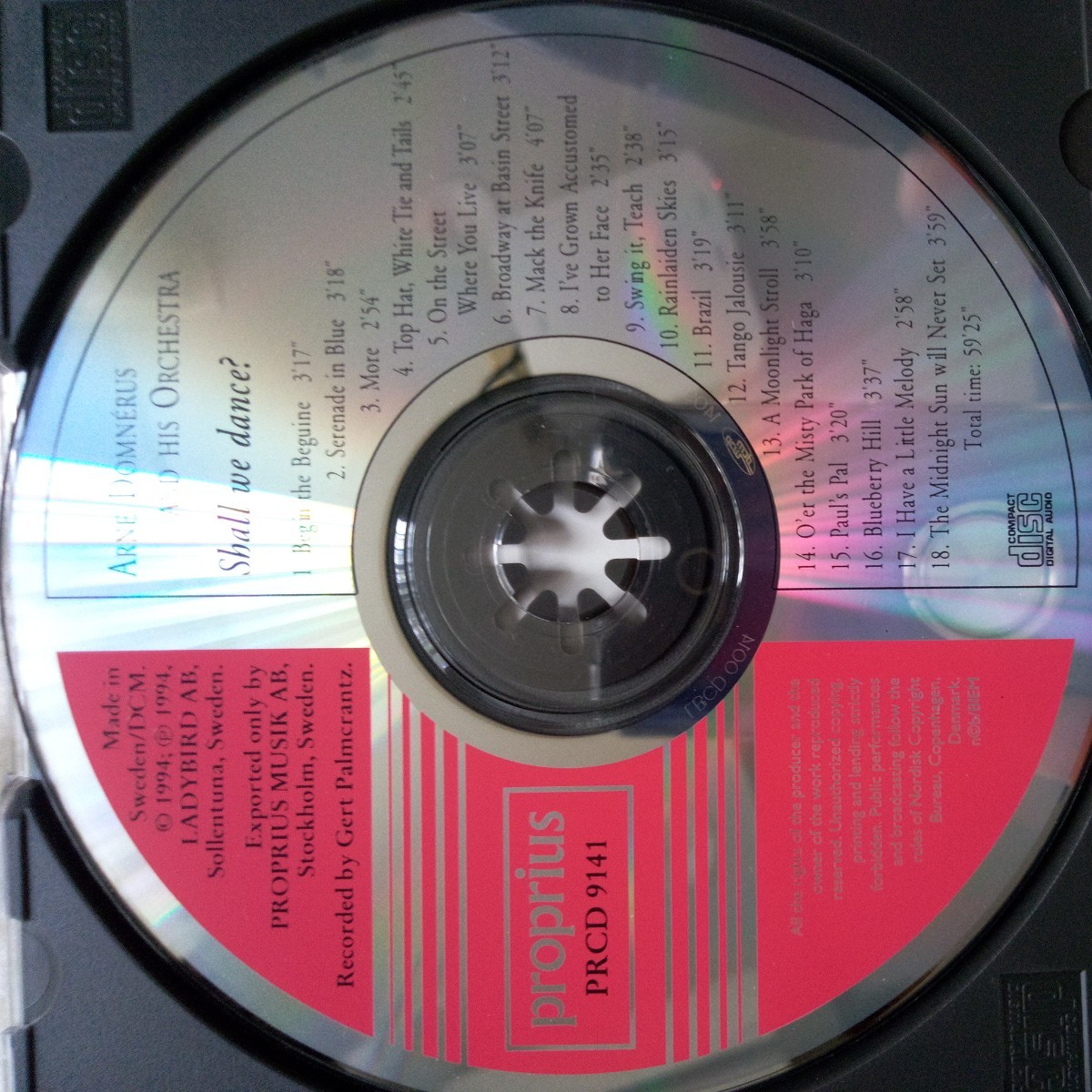 シャル.ウィ.ダンス?　　アーネ.ドムネルス(Sax)と彼の楽団　CD プロプリウスPRCD-9141 優秀録音盤_画像2