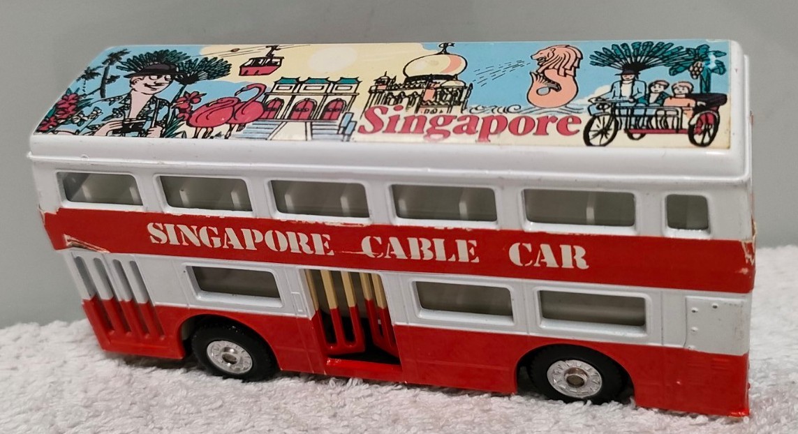 マカオ製 MACAU プレイアート playart 2階建て バス ミニカー 当時物 レトロ アンティーク 激レア ダブル デッキ シンガポール Singaporeの画像8
