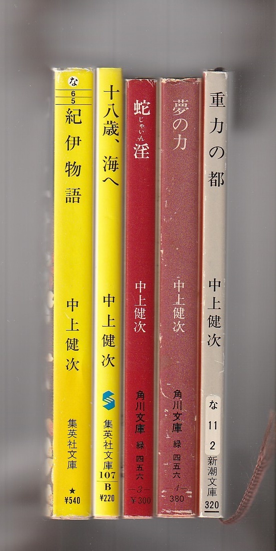 中上健次　文庫本5冊　紀伊物語／十八歳、海へ／蛇淫／夢の力／重力の都 _画像1