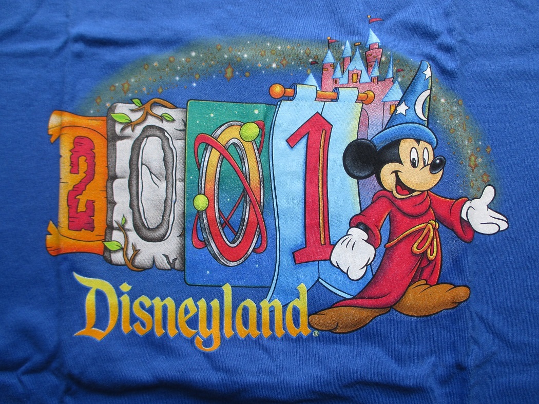 新品 値札付き★Tシャツ DL 2001年 ソーサラーミッキー M ブルー 青／ディズニーランド アメリカ カリフォルニア ヴィンテージ_画像2