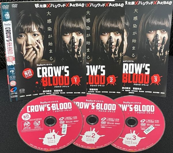 【DVD】 CROW’S BLOOD クロウズ・ブラッド 全3巻 　レンタル落ち　huluオリジナル 渡辺麻友 宮脇咲良 送料230円 （DVDケースなし)_画像1