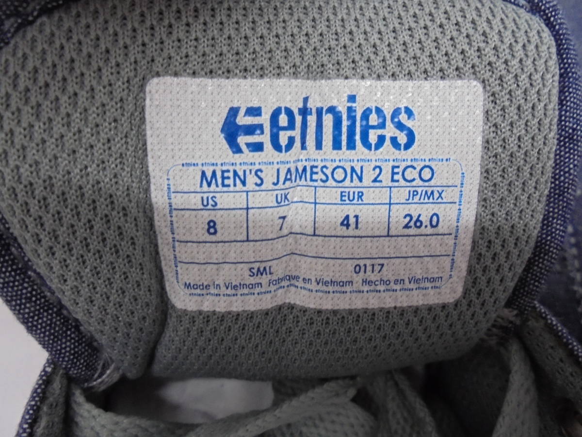 ◇6579・ETNIES/エトニーズ JAMESON2ECO スニーカー デニム調 26.0cm スケーターブランド 未使用展示品_画像7