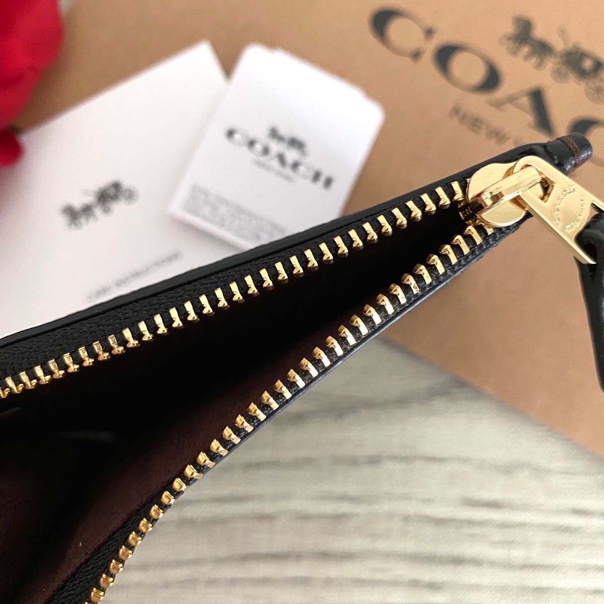 新品》COACH コーチ ブラウン シグネチャー キーリング付き コイン