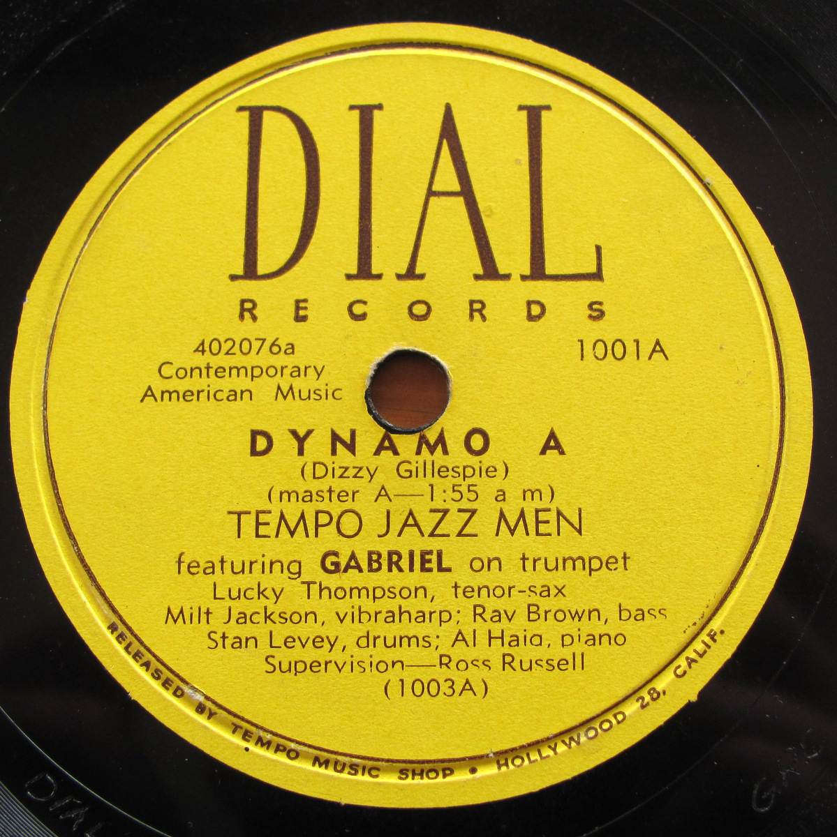 低価格の 【レコード】78rpm SP盤 Dial 1001 Dizzy Gillespie Milt Jackson Al Haig Lucky Thompson Dynama A & B ジャズ