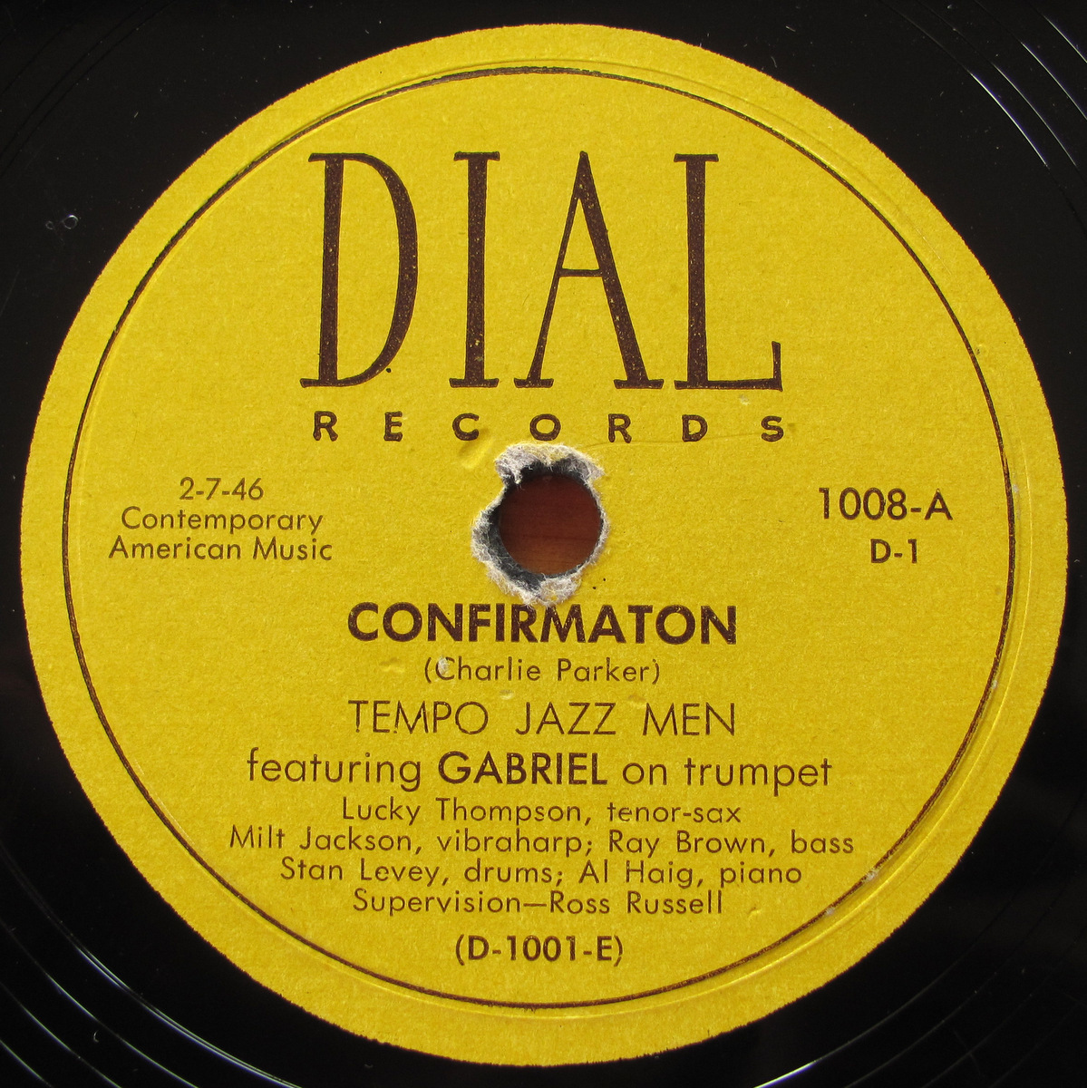 [ запись ]78rpm SP запись Dial 1008 Dizzy Gillespie Milt Jackson Serge Chaloff Al Haig Confirmation / DIAL-ogue