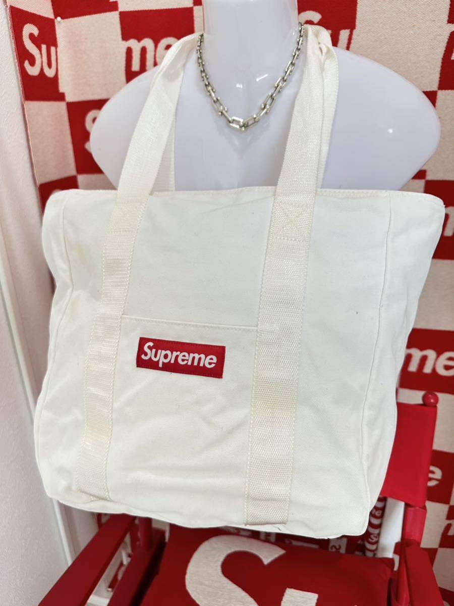 Supreme キャンバス トートバッグ ホワイト シュプリーム-