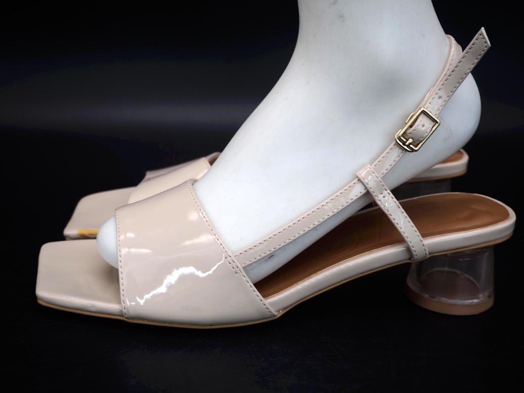 EVOLi-boru эмаль квадратное tu прозрачный каблук ремешок сандалии sizeL(24.5cm примерно )/ бежевый #* * dha1 женский 