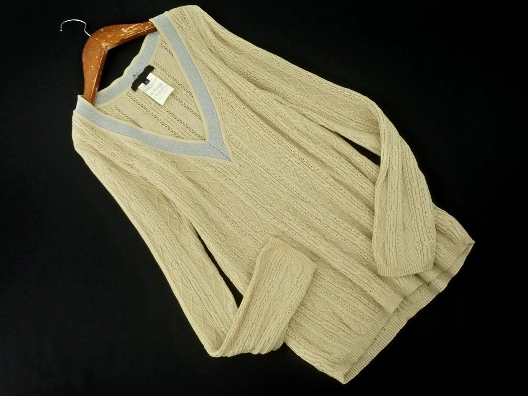 iCB I si- Be silk .V neck knitted sweater sizeS/ beige *# * dhc9 lady's 
