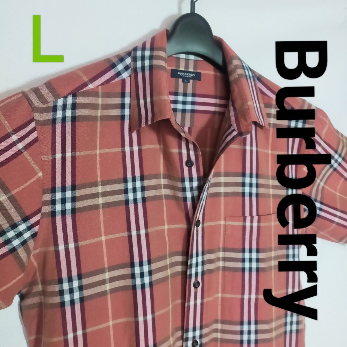 良品】Burberry ノバチェック 半袖 リネン×コットン シャツ Ｌ-