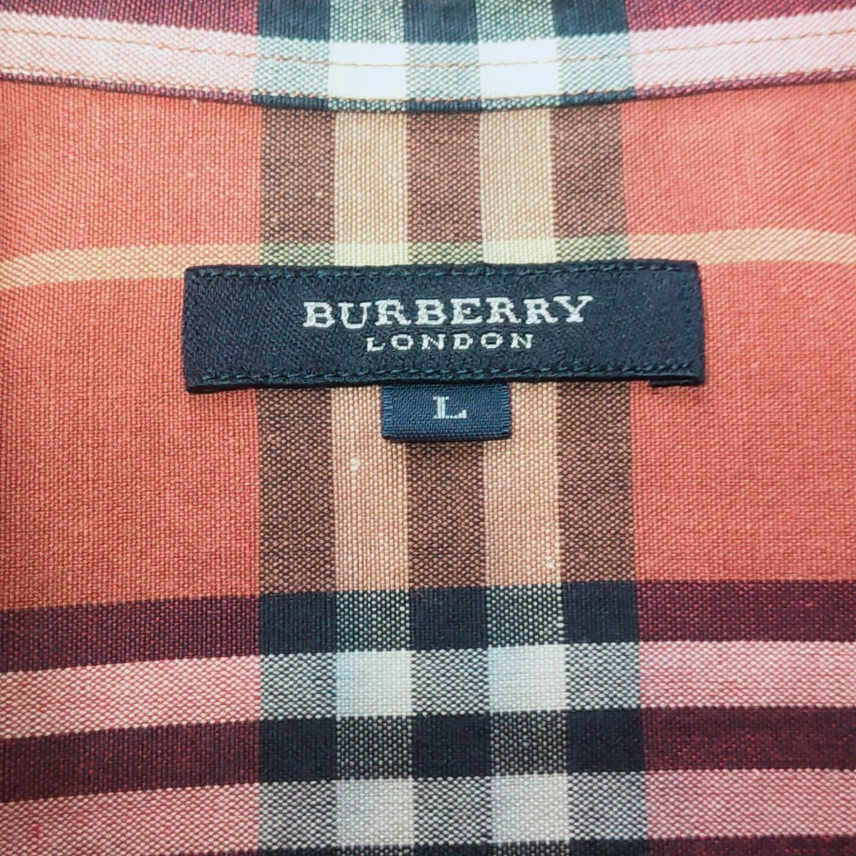【良品】バーバリーBurberry ノバチェック 半袖 リネン×コットン シャツ Ｌ