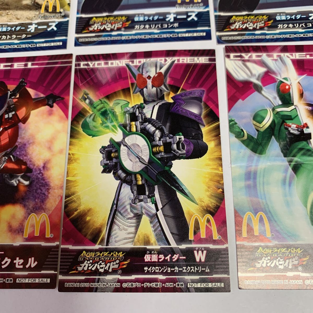  Kamen Rider Kamen Rider Battle Ganbaride наклейка 10 листов 2010 McDonald's happy комплект BANDAI редкость редкий не продается не использовался бесплатная доставка 