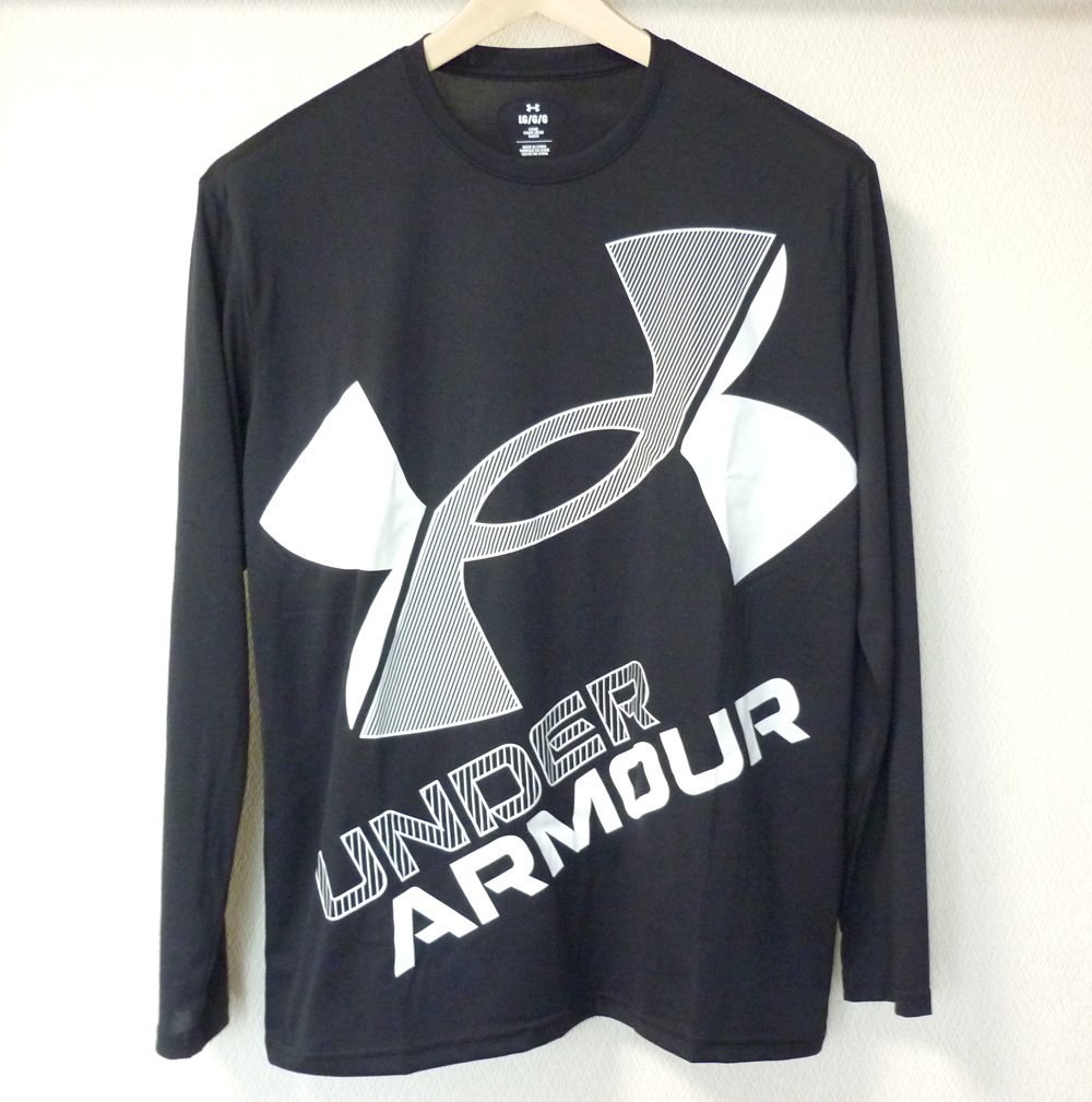  new goods unused * free shipping *(XL) Under Armor UNDERARMOUR black / black big Logo long T long sleeve T shirt 