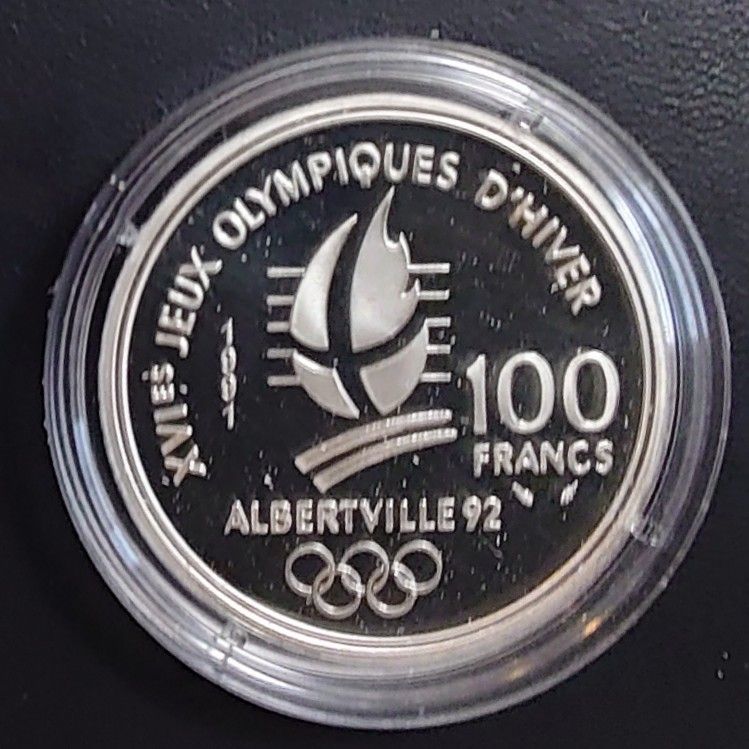1991年フランス100フラン アルベールビルオリンピック記念銀貨 1991年フランス100フラン アルベールビルオリンピック記念銀貨