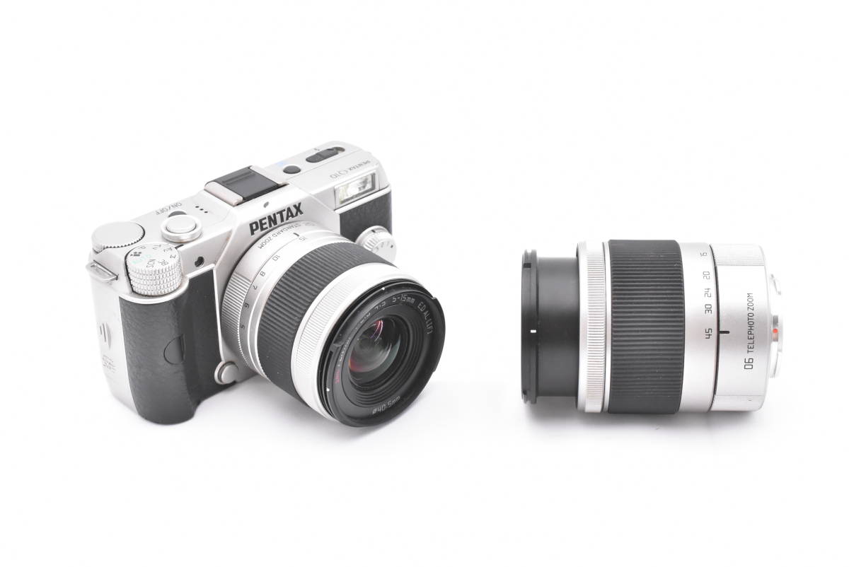PENTAX ペンタックス Q10 シルバーボディ デジタルカメラ + SMC PENTAX 5-15mm F2.8-4.5 ED AL + 15-45mm F2.8 ED (t4170)_画像2