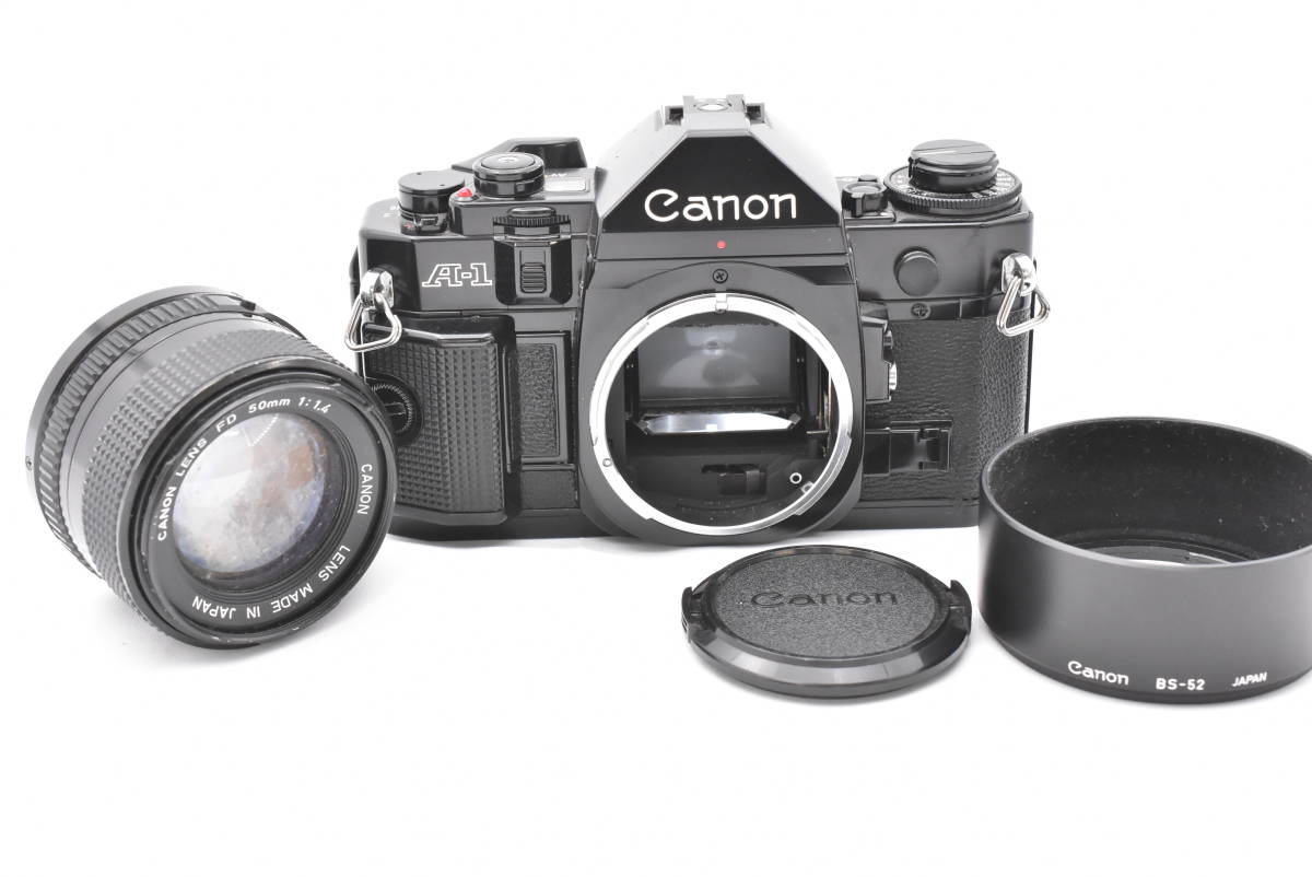 訳あり Canon キヤノン A-1 ブラックボディ フィルムカメラ + LENS FD 50mm F/1.4 レンズ (t3620) キヤノン
