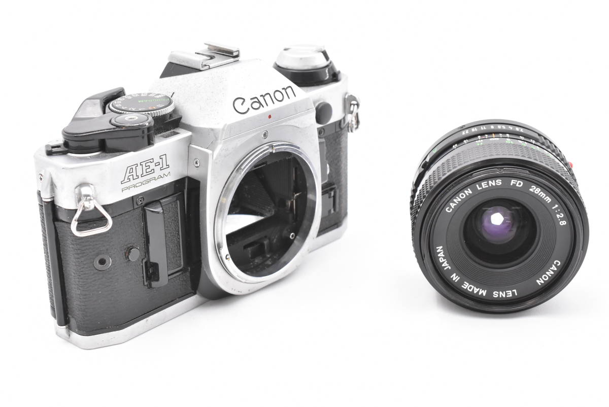 Canon キヤノン AE-1 PROGRAM シルバー フィルムカメラ + New FD NFD 28mm F/2.8 レンズ (t3665)_画像2