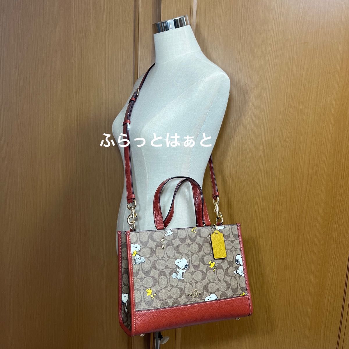 新品 COACH コーチ トートバッグ ピーナッツ スヌーピー 2WAY ショルダーバッグ コーチバッグ シグネチャー CE862