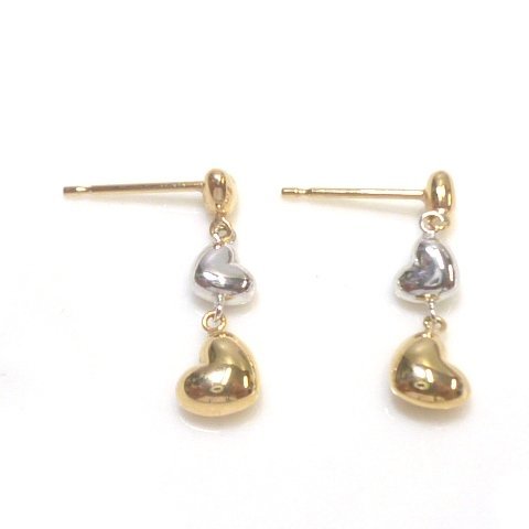 J*K18 swaying! Heart 3 ream stud earrings yellow gold 18 gold casual usually using yellow gold heart earrings[ cat pohs OK]
